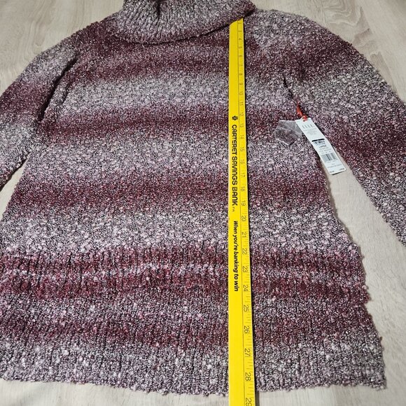 Elle Size L Womens Turtlwneck Tunic Sweater Beet Red Nubby Knit New - Picture 6 of 8